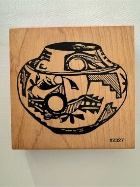 Comotion NEW Wood Rubber Stamp Native American Pottery #2327 - 4.5”